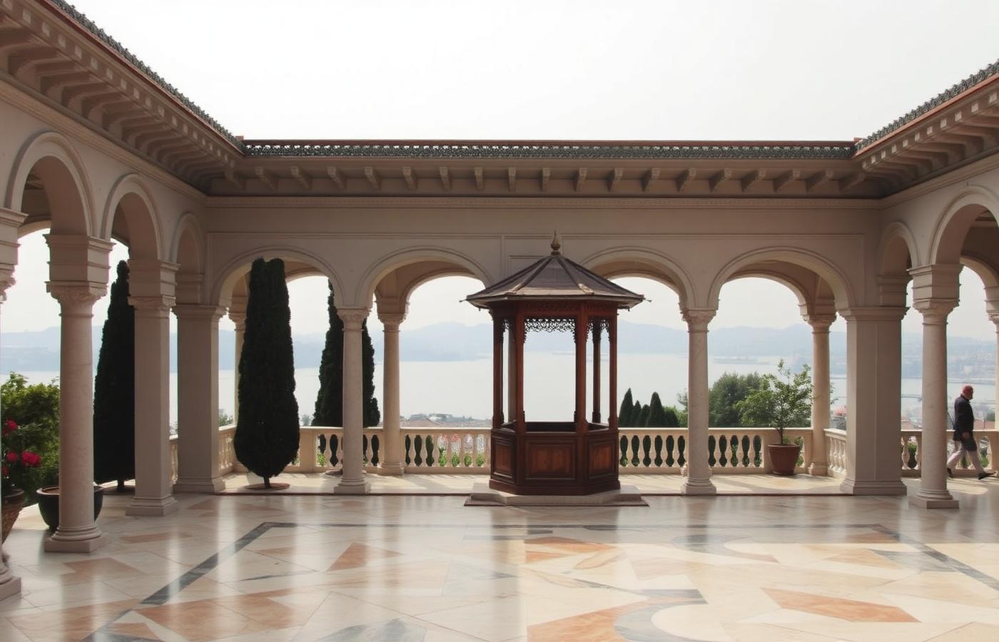 Fourth Courtyard terrace of Topkapı overlooking the Bosphorus