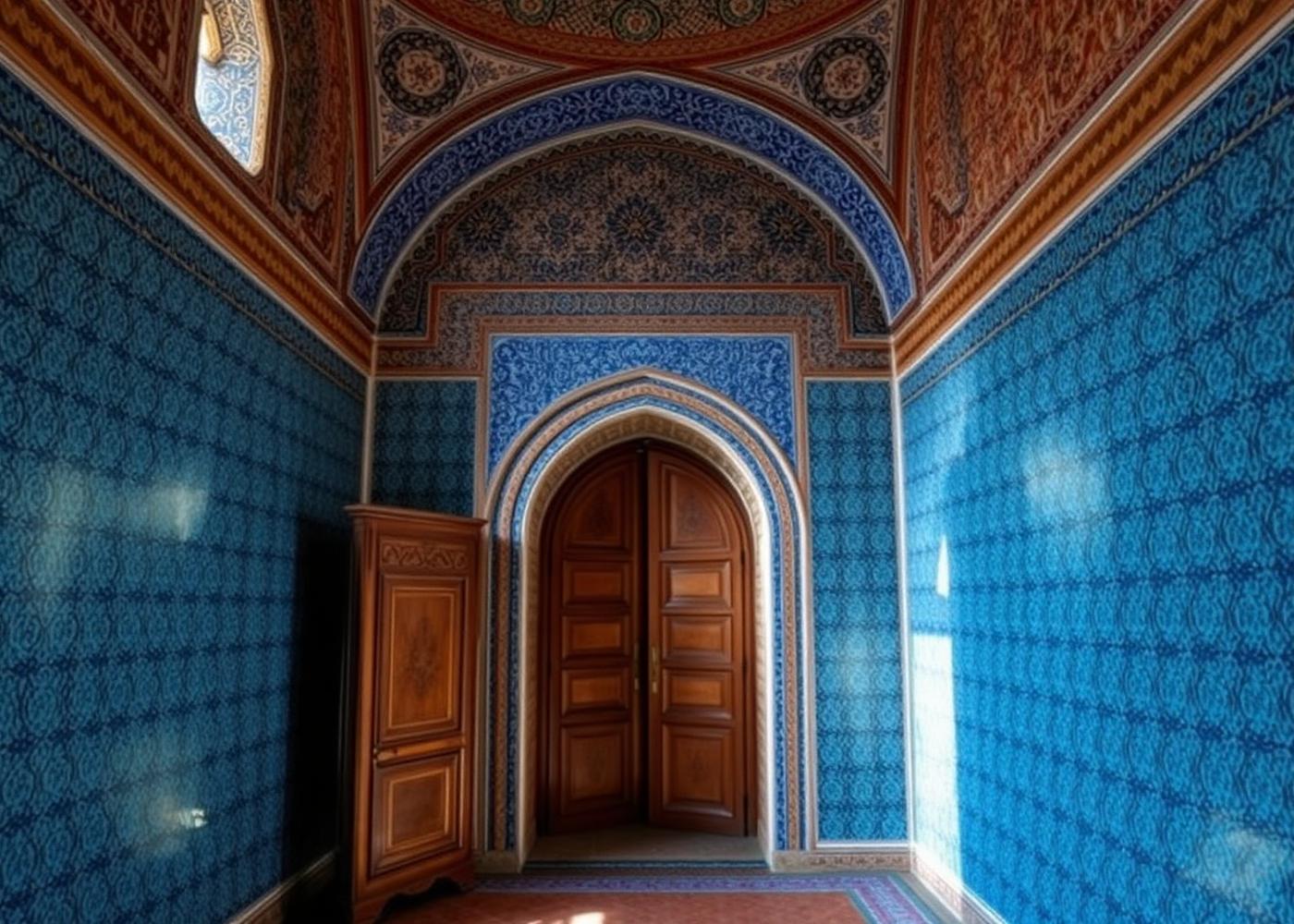 Blue and turquoise İznik tiles inside the Harem at Topkapı
